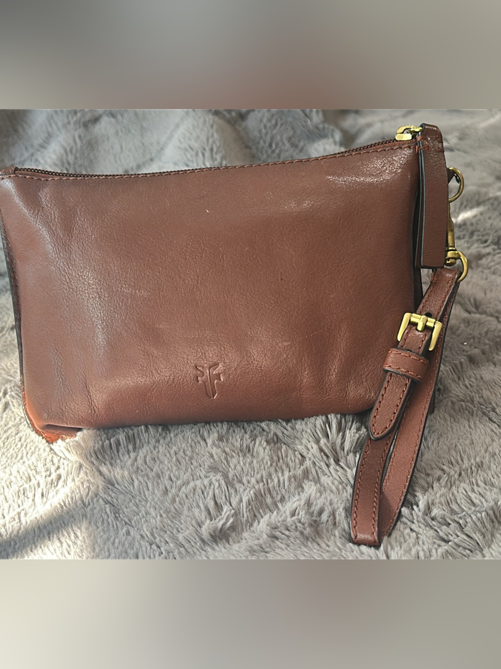 FRYE Cognac Brown Wristlet Pouch DB0625 8 3/4 X5.5 (bags26)